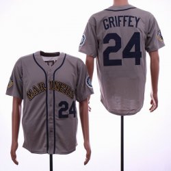 Seattle Mariners #24 Ken Griffey gray throwback baseball jersey