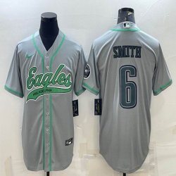 Nike Philadelphia Eagles #6 DeVonta Smith gray baseball jerseys Joint name-BD