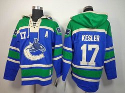 Vancouver Canucks #17 Ryan Kesler Blue nhl Hooded Sweatshirt