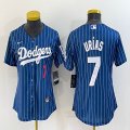 Women Nike Los Angeles Dodgers #7 Julio Urias blue majestic baseball Jerseys-BD