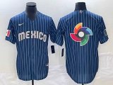 2023 World Cup Mexico blank blue majestic baseball jerseys-BD 04