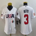 Women 2023 World Cup #3 Mookie Betts white USA majestic baseball jerseys 09