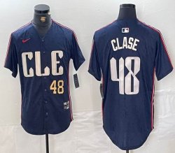 Nike Cleveland Indians #48 Emmanuel Clase blue majestic baseball jersey -BD 01