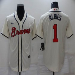 Nike Atlanta Braves #1 Ozzie Albies beige majestic baseball Jersey