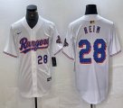 Nike Texas Rangers #28 Jonah Heim white majestic baseball jerseys Champion patch-BD 02