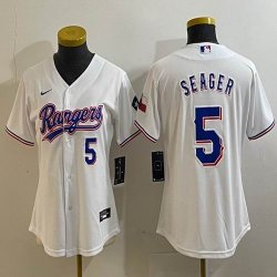 Women Nike Texas Rangers #5 Seager white majestic baseball jerseys 02