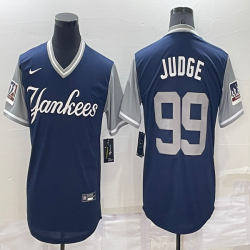 Nike New York Yankees #99 Aaron Judge blue baseball jerseys nickname version