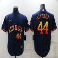 Nike Houston Astros #44 Yordan Alvarez dark blue majestic baseball jerseys rainbow version