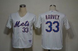 New York Mets #33 Matt Harvey White Blue Strip MLB Jerseys