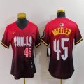 Women Nike Philadelphia Phillies #45 Zack Wheeler red majestic baseball jersey city version 01