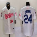 Nike Los Angeles Dodgers #24 Kobe Bryant white pink majestic baseball jerseys Joint Name 01