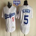 Los Angeles Dodgers #5 Corey Seager white Flexbase Authentic Collection Jersey 2020 Dodger World Series Champions