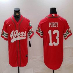 San Francisco 49ers 13# Brock Purdy red baseball jersey Joint name-BD 03