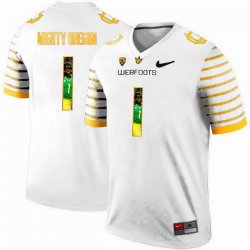 Oregon Ducks Spring Game Mighty Oregon #1 Webfoot white With Portrait Print College Football Jersey