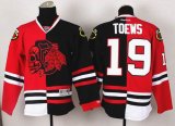 reebok Chicago Blackhawks #19 Jonathan Toews black Red split nhl Jersey(1)