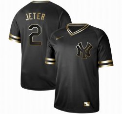 Nike New York Yankees 2 Derek Jeter black gold baseball jersey