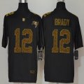 Custom Nike Tampa Bay Buccaneers #12 Tom Brady Black Color Rush Limited Jerseys Flocking Leopard-WL