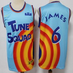 Lebron James #6 Tune Squad skyblue yellow Basketball Jerseys-S8