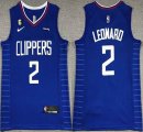 Los Angeles Clippers #2 Kawhi Leonard blue nba jerseys 6 patch-XD