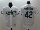 2016 Los Angeles Dodgers #42 white green Flexbase Authentic Collection Jersey