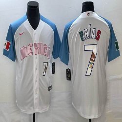 2023 World Cup Mexico #7 Julio Urias white skyblue majestic baseball jerseys 33