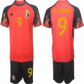 2022 World cup Belgium #9 R.LUKAKU red soccer uniforms home