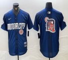 Nike Detroit blank blue Majestic baseball jerseys city version 05