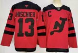 New Jersey Devils #13 Nico Hischier red Ice Hockey jersey With C patch-PD