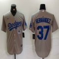 Nike Los Angeles Dodgers #37 Enrique Hernandez gray majestic baseball jerseys 02