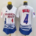 Youth Puerto Rico Baseball #4 Yadier Molina White 2023 World Baseball Classic Replica Player Jersey