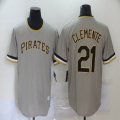 Pittsburgh Pirates #21 Roberto Clemente gray Throwback nike baseball jerseys