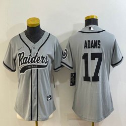 Women Las Vegas Raiders Davante Adams gray baseball jerseys Joint name-BD