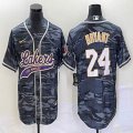 Nike Los Angeless Lakers #8 and #24 Kobe Bryant gray camo baseball jerseys Joint name-BD