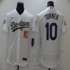 Custom Nike Los Angeles Dodgers #10 Justin Turner white Flexbase Authentic Collection Jersey with World Series Champions-BD