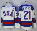 Mike Eruzione #21 1980 white USA Olympic Hockey Jersey