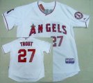 mlb anaheim angels mike trout #27 white jerseys