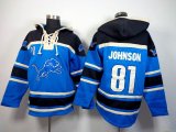 Detroit Lions #81 Calvin Johnson blue nfl Hooded Sweatshirt