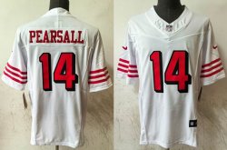 San Francisco 49ers 14# Ricky Pearsall Nike White throwback Vapor F.U.S.E. Limited Jersey