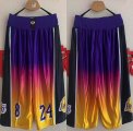 Los Angeles Lakers #8 and #24 Kobe Bryant yellow purple nba shorts print