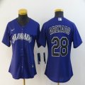 Women Nike Colorado Rockies #28 Nolan Arenado purple majestic baseball jersey