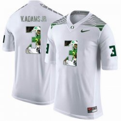 Oregon Duck #3 Vernon Adams Jr white With Portrait Print College Football Jersey