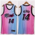 Nike Miami Heat #14 Tyler Herro pink blue nba basketball jerseys city version-XD