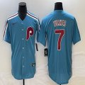 Nike Philadelphia Phillies #7 Trea Turner skyblue throwback mlb jerseys 01