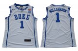 Duke Blue Devils #1 Zion Williamson white V Neck College Basketball Elite Jersey - GLT