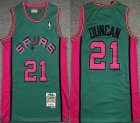 San Antonio Spurs Tim Duncan #21 green throwback nba basketball jersey-XD