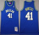 Dallas Mavericks 41 Dirk Nowitzki blue throwback basketball jerseys -TY