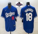 2024 World Series Champions Nike Los Angeles Dodgers #18 Yoshinobu Yamamoto blue majestic baseball jerseys