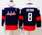 Women Adidas Washington Capitals #8 Alex Ovechkin dark blue red hockey jersey