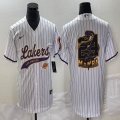 Nike Los Angeless Lakers #24 Kobe Bryant white baseball jerseys Joint name MAMBA-BD 03