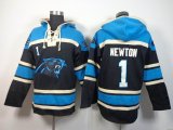 carolina panthers #1 cam newton black skyblue nike nfl Hooded Sweatshirt